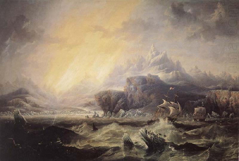 Attributed to john wilson carmichael Erebus and Terror in the Antarctic china oil painting image